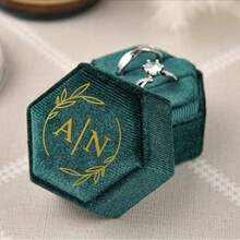 1pc Personalized Hexagon Velvet Ring Box, Wedding Ring Box, Engagement Ring Box, Proposal Ring Box, Modern Ring Box, Anniversary, Wedding Gift, Customized Velvet Double Layer Ring Box, Personalized Wedding Ring Box - Multicolor - View 9
