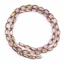 40-45 hạt/dải, hạt thủy tinh trong suốt hình oval 4x7mm, bề mặt cắt mài, viền vàng, thích hợp làm vòng tay, bông tai và trang sức thủ công. - hạt thủy tinh - Xem 22