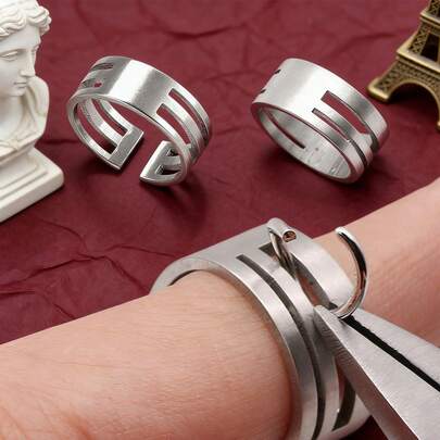 1 chiếc nhẫn thép không gỉ kiểu dáng tối giản, làm thủ công, kiểu hở hai đầu, có khóa cài đơn tự làm, phụ kiện trang sức, dùng hàng ngày.