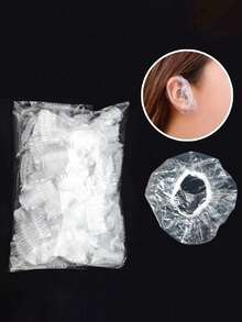 Cubiertas de oído desechables y transparentes a prueba de agua, protectores de oído de plástico para teñir el cabello, ducha, baño y salón, paquete de 100/200 piezas - Puntas de oído desechables impermeables - Ver 7