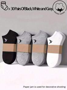 1/3/5/10/15/20/30 pares de calcetines de algodón para hombre/mujer, calcetines tobilleros blancos/grises/negros, diseño de malla transpirable, que absorbe la humedad, suaves y cómodos, adecuados para otoño/invierno/primavera/verano, casual, deportes, negocios, combinaciones de colores aleatorios - Multicolor - Ver 10