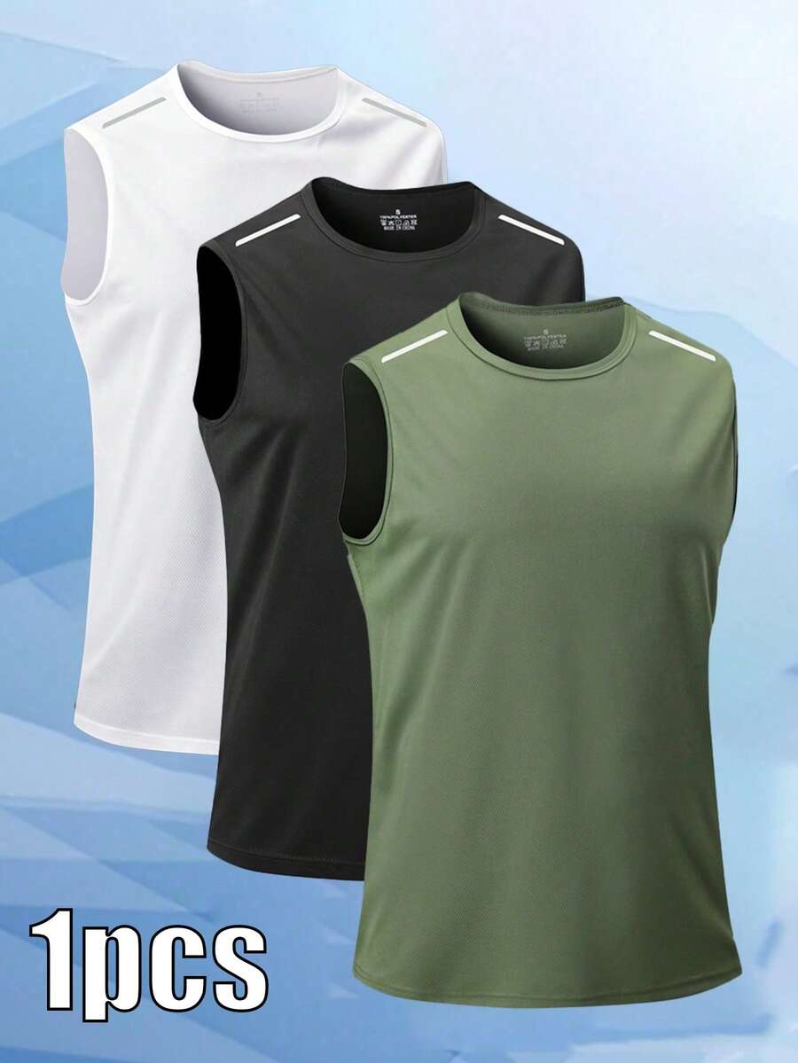 Men's Sports Tank Top, Quick-Dry Basketball Training Fitness Top, Summer - Army Green - View 1