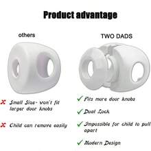 TWO DADS 2个装儿童安全门把手套，儿童安全门锁，门把手，儿童安全门锁，白色/黑色/灰色/咖啡色 - 彩色 - 查看 6