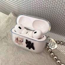 黑白猫咪设计 Pro 第三代耳机保护壳，可爱卡通透明保护套，兼容苹果 1/2/4/5 代无线蓝牙耳机，防摔简约设计，女士适用 - 無色 - 查看 4
