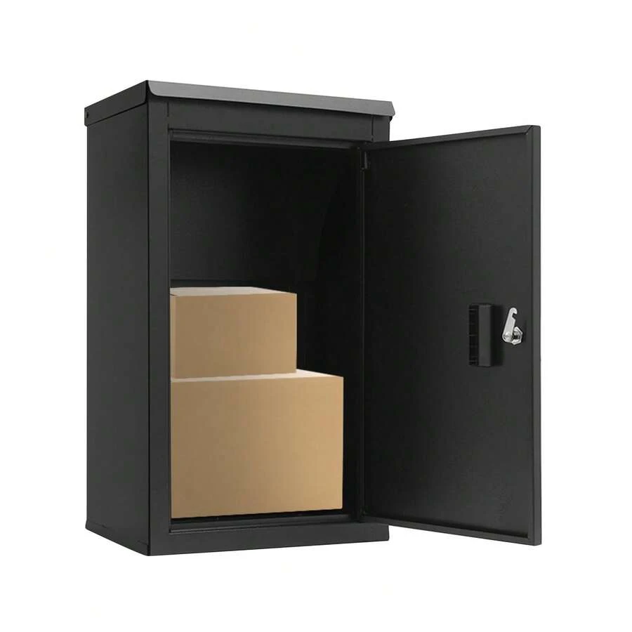 ZhdnBhnos Package Delivery Boxes For Outside | 25.4x11.42x14.96 Inch Lockable Parcel Drop Box | Wall Mounted Extra Large Mailbox For Parcel | Home Parcel Box For Porch Yard | With Anti-Theft Baffle | Black - Variant,4 - View 1