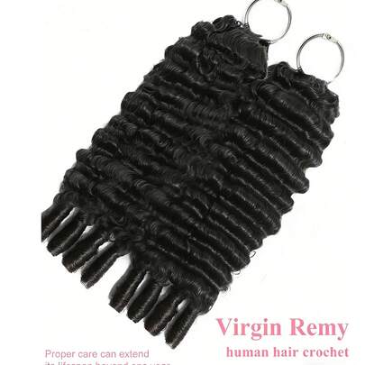 Birmańskie kręcone włosy z spiralnymi końcówkami, szydełkowane, bezwęzłowe, wstępnie rozdzielone, szydełkowane wiązki włosów ludzkich, 3C4A, lekkie, wielokrotnego użytku, przedłużane włosy Remy dla kobiet, naturalny czarny kolor