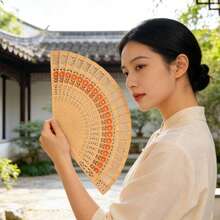 1pc Full-Face Sunflower Hand Fan Sandalwood Folding Fan Cross-Border Hot-Selling Folding Fan - Multicolor - View 1