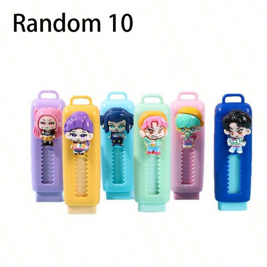 Hasbro 10 cục tẩy rút hình nhân vật hoạt hình dễ thương, thiết kế kéo đẩy điều chỉnh độ dài, cán tẩy sạch sẽ, thích hợp làm quà tặng Giáng sinh, Halloween, sinh nhật, tựu trường, quà văn phòng phẩm cho fan K-Pop. - Nhiều màu - Xem 1