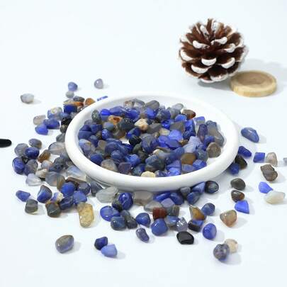 400g Blue Aagte Crushed Stone,Crystal Quartz Pebbles, Irregular Shaped Decorative Chips, Crushed Gravel Rocks For Vase Filler, Aquarium, Home Decoration, Vases Plants, Succulents And Cactus,Festival Gift
