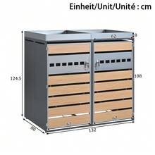 Caja de almacenamiento de basura, con cerradura, dos puertas, área de plantación, con ventilación - Gris - Ver 5