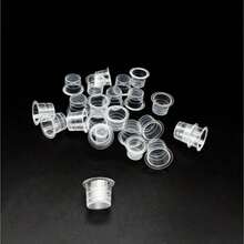 100 piezas S/M/L Vasos desechables para tinta de tatuaje, contenedores de plástico transparente para pigmento, suministros de tatuaje - transparente - Ver 5