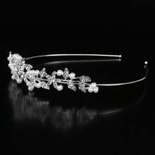 1pc Rhinestone Inlaid Mini Crown Headband, Suitable For Party, Birthday, Wedding - Silver - View 7