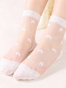 1 Pair Spring/Summer Fashion Casual Transparent Star Crystal Glass Silk Stockings, Breathable - Multicolor - View 3