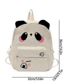 Ba lô nylon dễ thương mới, dung tích lớn, cặp sách hình gấu hoạt hình đa năng, túi đi làm thời trang. - Màu be - Xem 11
