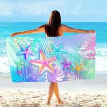 1 buah Handuk Pantai Mikrofiber Ekstra Besar & Ekstra Lembut, Cepat Kering, Tahan Pasir, Ringan, Desain Bintang Laut Berwarna-warni, Sangat Menyerap. Ideal Untuk Pantai, Kolam Renang, Berkemah, dan Perjalanan. - MultiWarna - View 4