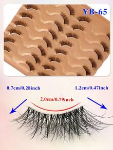 ENCHUW 16对半假睫毛 透明带 柔软自然猫眼假睫毛 化妆工具 延长 蓬松仿貂毛假睫毛 - 黑色 - 查看 2