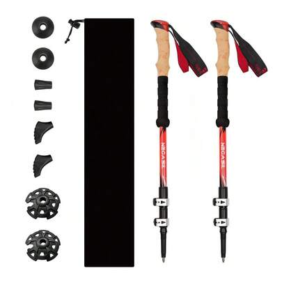2 pezzi Bastoni da trekking estensibili in lega di alluminio 7075 di aviazione, bastoni da trekking regolabili con impugnature ergonomiche, blocco esterno in metallo doppio, unisex per escursionismo, trekking, passeggiate, alpinismo