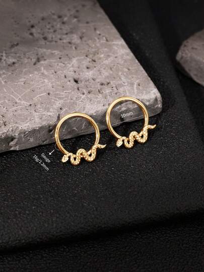 1PC 16G Implant Grade Titanium Steel Snake-Shaped Septum Ring/Daith Ring/Helix Earring/Tragus Earrings/Cartilage Piercing/Hoop Earrings/Gift For Her