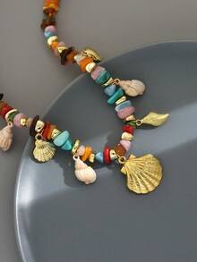 1 pièce Collier bohème de faux coquillage perlé pour femmes (accessoires aléatoires) - Multicolore - Voir 5