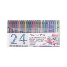 12/24 Pcs-Colored Needle And Tube Pen, Retro-Style Ink Pen, 0.5mm Nib, Delivering Smooth, Even Ink Flow. Ideal For Line Art, Doodling, Comic Design, Sketching And Outlining. Professional-Grade Art Supplies. - Other - View 10