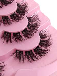 7对D卷翘假睫毛，可DIY裁剪成睫毛簇，完美3D立体分层，宽跨度睫毛簇，超薄透明带仿貂毛睫毛 - 黑色 - 查看 7