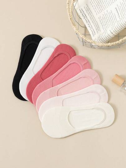 5/7 Đôi tất nữ đơn giản màu pastel thoáng khí, tất thuyền tối giản chống trượt, thoải mái mềm mại thấm hút tốt, phù hợp cho sử dụng hàng ngày, thường ngày, đôi, thể thao, làm quà tặng, mùa xuân/hè, mọi mùa.