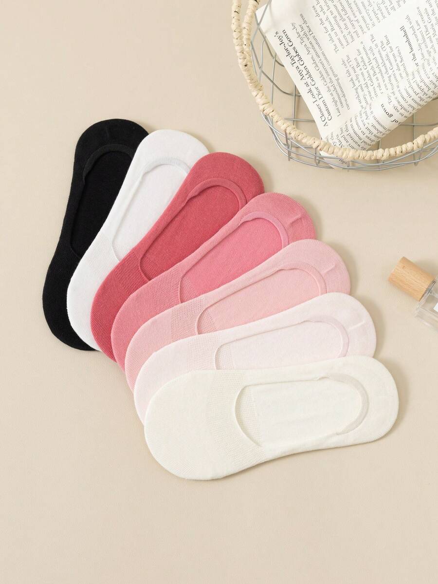 5/7 pares de calcetines invisibles transpirables de estilo minimalista en tonos pastel para mujer, calcetines tipo barco cómodos y suaves, absorbentes, adecuados para uso diario, casual, pareja, deporte, regalo, primavera/verano, todo el año - Multicolor - Ver 1