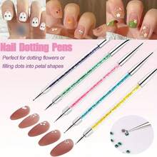 Bộ cọ vẽ móng nghệ thuật, 5 chiếc cọ vẽ móng acrylic hai đầu bao gồm cọ kẻ viền móng 7/9/11mm, cọ dẹt và dụng cụ chấm móng để thiết kế móng nghệ thuật. - Nhiều màu - Xem 4