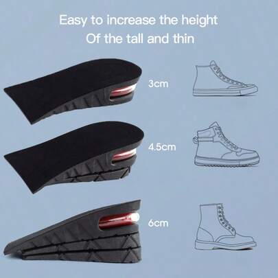 1双柔软舒适隐形增高鞋垫，可拆卸，舒适透气，适用于运动鞋、休闲鞋、靴子，男女通用