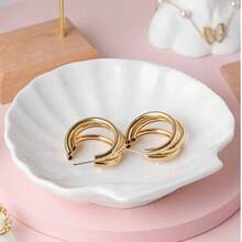 3pcs Decorative Ceramic Jewelry Tray Set, Shell & Starfish Shaped Dishes, Ceramic Ring & Earring Holder Organizer, Ocean Theme Decor Plate For Rings, Earrings, Necklaces, Bracelets, Watches, Keys, Suitable For Bathroom, Bedroom, Office, Home Decor - Multicolor - View 9