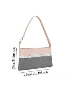 1个粉色蕾丝腋下包，女士单肩包，采用人造革和牛仔布制成，轻便大容量，适合日常通勤、约会、节日等场合，也是理想的生日礼物。 - 彩色 - 查看 11