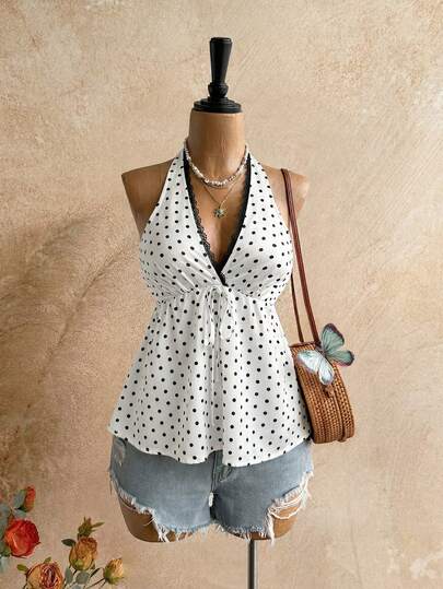 Rusttydustty Women's V-Neck Backless Camisole, Casual Leopard Print Vacation Top, Bohemian Style, Suitable For Beach, Travel And Other Occasions Summer