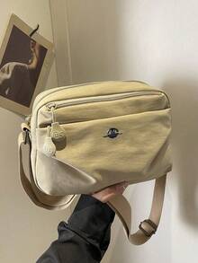 Túi vải nhiều lớp nhỏ gọn, túi đeo chéo nữ, túi đeo vai nữ thời trang, nhẹ, dung tích lớn bằng nylon, phù hợp cho công sở, đi làm, đi chơi hàng ngày, mua sắm và hẹn hò. - Màu Khaki - Xem 3