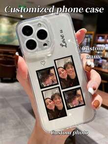 1pc Transparent Shockproof Customizable Puzzle Photo Phone Case, Personalized Name Phone Case, Eternal And Fashionable. An Eternal Customized Phone Case. DIY Customized Phone Case Suitable For S25 Ultra/S25 Plus/S25/S24 Ultra, 11/11 Pro/11 Pro Max/12/12 Pro/12 Mini/12 Pro Max/13/13 Pro/1 Pro Max/13 Mini/14/14 Plus/14 Pro/14 Pro Max/15/15 Plus/15 Pro/15 Max/16/16 Plus/16 Pro/16 Pro Max 16E, Android Phones - Clear - View 4
