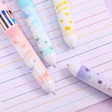 1/2/3/4pcs Random 10 Colors Butterfly Glitter Ballpoint Pens, Suitable For Office, School, Back To School Essential - 10-color Butterfly Ballpoint Pen - View 6
