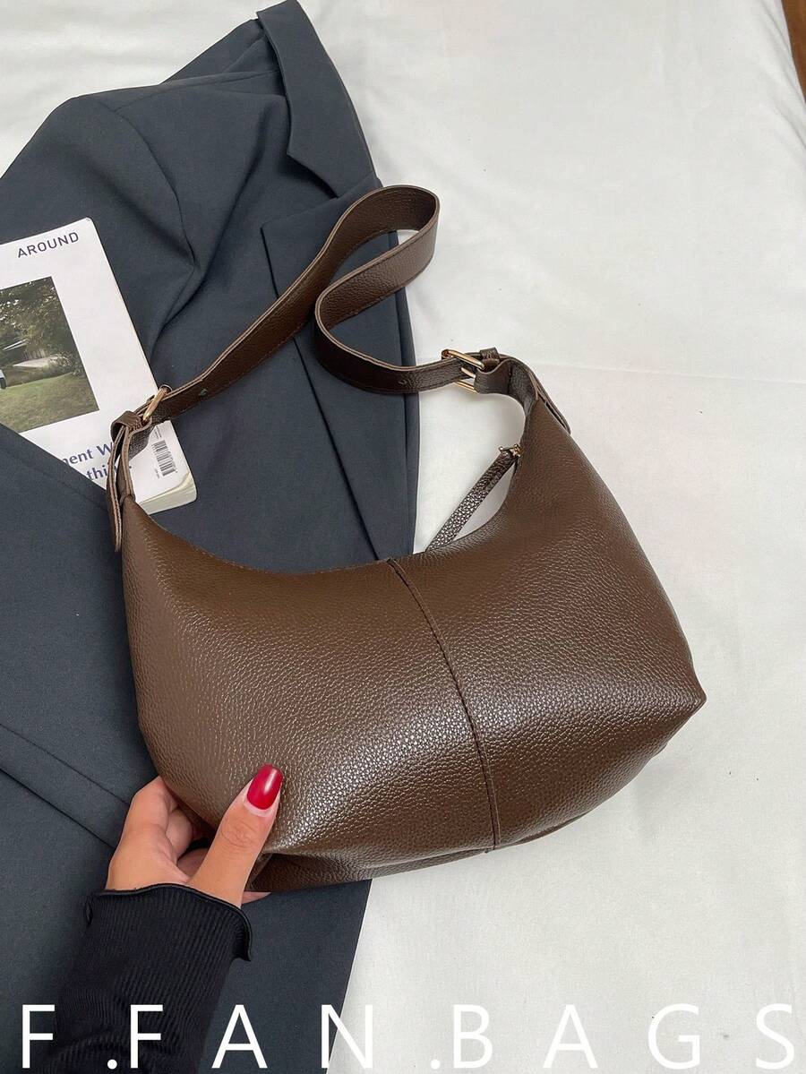 1 pieza Mini, Diseño minimalista Bolso bandolera multifuncional de unicolor de PU suave, Cartera pequeña de mujer para llevar bajo el brazo/en la mano, Material de PU, Estilo mini portátil - Café - Ver 1