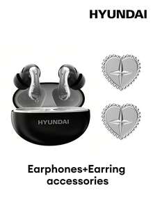 HYUNDAI HY-Y01 Bluetooth Earphone Combo Set With Ear Clip, Semi-In-Ear High-Definition Surround Stereo Sound Quality With Sensitive Microphone, Voice Call, LED Power Display, Music, Sports, Gaming, Low Latency, Extra-Long Battery Life, Comfortable Wireless Earbuds - Multi-color + Ear Clip-on Black - View 4