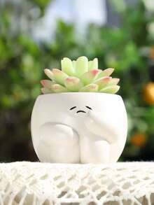 1pc Mood Flower Pot, Cute Resin Planter Suitable For Indoor Plants, Interesting Flower Pot With Drainage Hole, Great For Home Decor, Bedroom, Office, Student Use, Storage, Wedding Decoration, Jewelry Box, Party Decor, Best Gift Choice - Multiple Styles - View 6