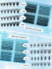Bộ quà tặng nối mi ADORANCE Mix Lash Clusters, 1596 sợi, 15 kiểu dáng, độ dày ấn tượng, mi cong nhẹ hình chữ D, mi tự nhiên dạng chùm, bộ dụng cụ tự nối mi cho người mới bắt đầu, kèm keo dán mi, chất bịt kín và nhíp. - màu đen - Xem 5