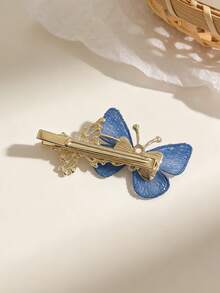 1pc Girl's Hair Clip, Rhinestone Butterfly Hair Clip, Side Bangs Hair Clip, Suitable For Daily Casual/Holiday Party/Wedding Bridesmaid Headdress Hair Accessory - Multicolor - View 4