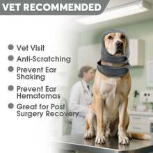 1pc Minimalist Customizable Pattern + Text Anti-Startle Calming Dog Head Cover Neck Warmer - Grey - View 4