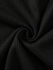 男士黑色基础款针织两件套T恤，宽松V领透气短袖，日常休闲通勤T恤 - 黑色 - 查看 8