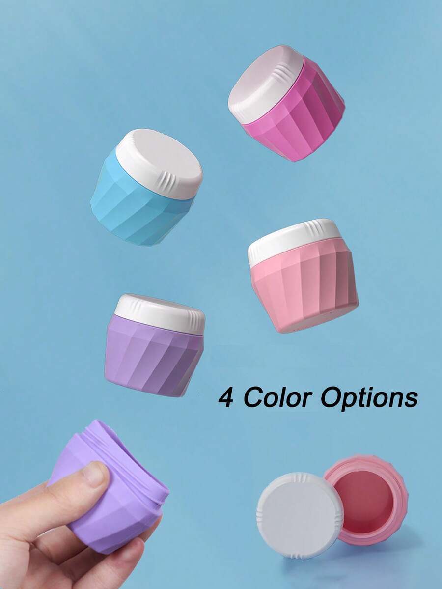 Pot de crème portable en silicone avec couvercle, petit contenant de lotion réutilisable, indispensable de voyage - Multicolore - Voir 1