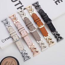 1 dây đeo mạ vàng, tương thích với Apple Watch S11, vòng đeo tay kim loại hình chữ V, dây đeo đồng hồ da nữ cho S10. - Vàng - Xem 6