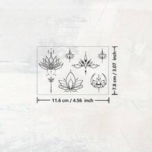 Hình xăm tạm thời hình hoa sen, chống thấm nước, giữ được 15 ngày, nghệ thuật trang trí cơ thể. - màu đen - Xem 4
