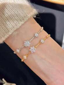 Shiny Sunflower Zirconia Elasticity Bracelets For Women Girls Sweet Flowers Star Jewelry Party Aesthetic Accessories - Multicolor - View 3