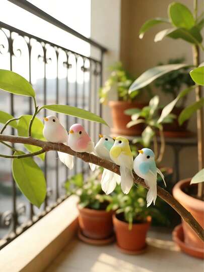 6pcs - Artificial White Dove Simulation Bird, Realistic Foam White Feather Small Bird, Cute Artificial Small Bird, Dove Decor Clips. Suitable For Tree Decoration, Wedding, Wreath And DIY, Home Decor, Outdoor Garden Decoration. (1/3/6pcs Set)