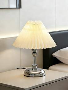 1pc Modern Silver Table Lamp With USB Port, White/Black Floral Lampshade, Warm Light, Suitable For Living Room, Bedroom, Desk, Bedside - Retro Nordic Style - Silver - View 13