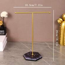 1 chiếc giá trưng bày bông tai và dây chuyền bằng gỗ họa tiết vân đá cẩm thạch - trắng - Xem 14