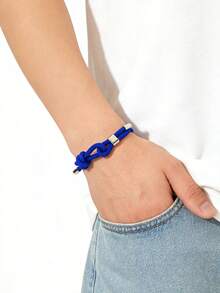 1pc Men's Nylon Rope Bracelet, Retro Minimalist Style, Adjustable Knot, Suitable For Daily Wear, Gift For Boyfriend - Infinite Knot Bracelet - View 5